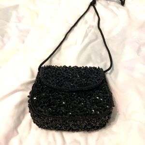 La Regala Black Beaded Evening Bag